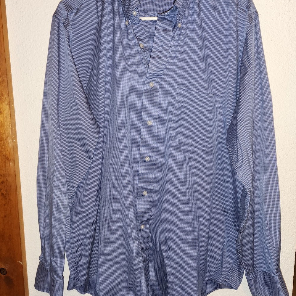 L.L. Bean Men's Navy Checkered Button Down Shirt